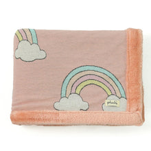 Load image into Gallery viewer, Peach Rainbow Bubblegum Knitted Blanket
