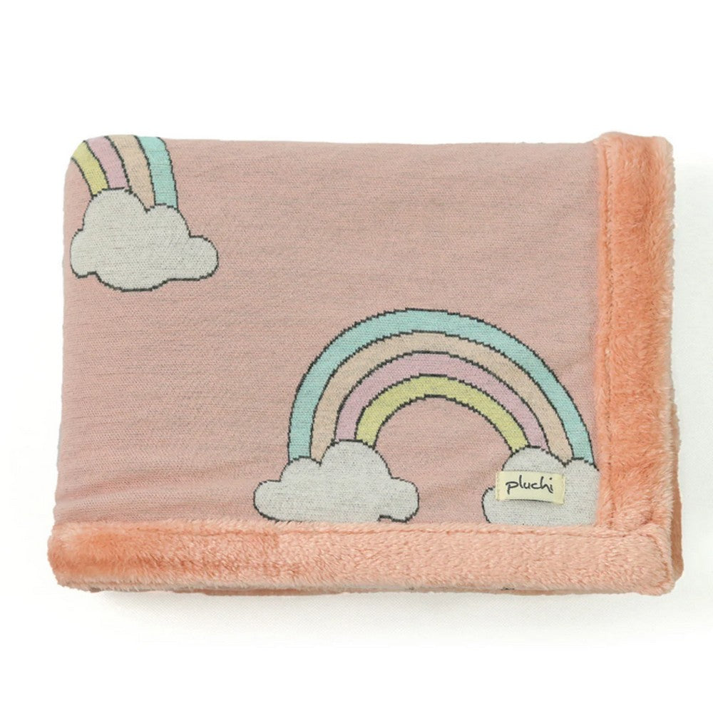 Peach Rainbow Bubblegum Knitted Blanket