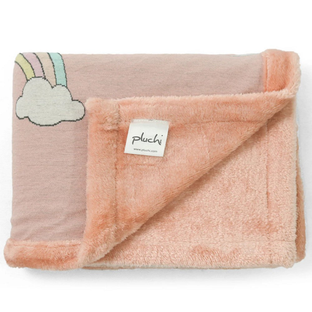Peach Rainbow Bubblegum Knitted Blanket