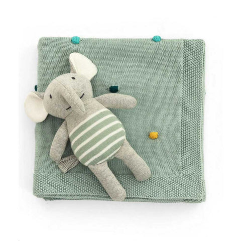 Cute As A Button Gift Bundle With Blanket & Elephant Rattle (Set Of 2 )