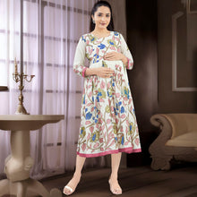 Load image into Gallery viewer, Cream Floral Printed Maternity Dress
