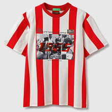 Load image into Gallery viewer, Red Relaxed Fit Round Neck Striped T-Shirt
