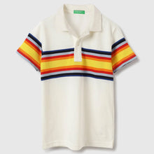 Load image into Gallery viewer, Cotton Striped Polo T-Shirt- Off White
