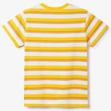 Load image into Gallery viewer, Yellow Regular Fit Crew Neck Striped T-Shirt
