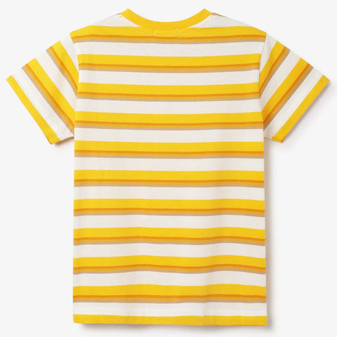 Yellow Regular Fit Crew Neck Striped T-Shirt