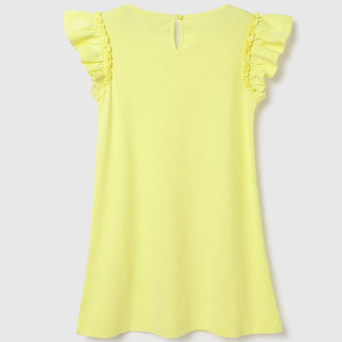 Yellow Benetton Regular Fit Solid Cotton Dress