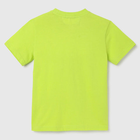 Neon Green Embossed Striped T-Shirt