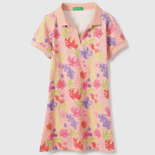 Load image into Gallery viewer, Pink Floral Regular Fit Polo Neck Dress
