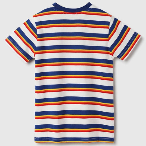 White Regular Fit Crew Neck Striped T-Shirt