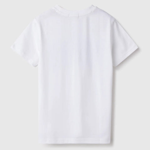 White Egular Round Neck Typography T-Shirt