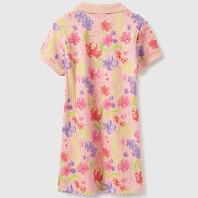 Load image into Gallery viewer, Pink Floral Regular Fit Polo Neck Dress
