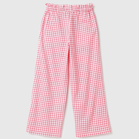 Pink Checkered Regular Fit Cotton Trouser