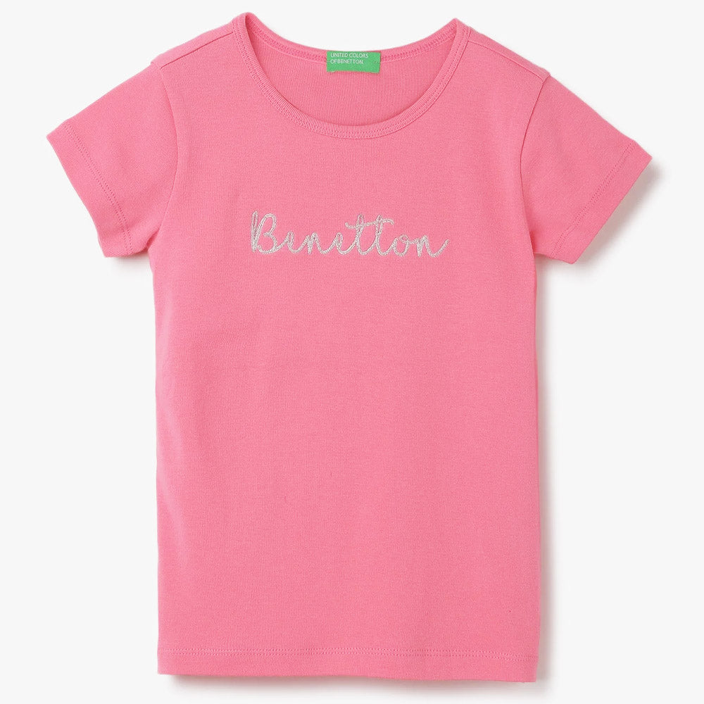 Pink Benetton Round Neck T-Shirt