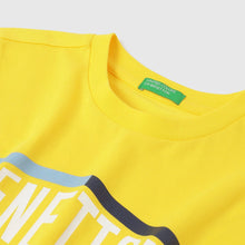 Load image into Gallery viewer, Yellow Benetton Printed Short Sleeves Cotton T-Shirt
