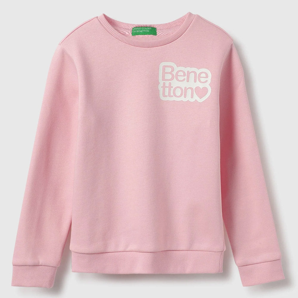 Pink Benetton Regular Fit Round Sweatshirts