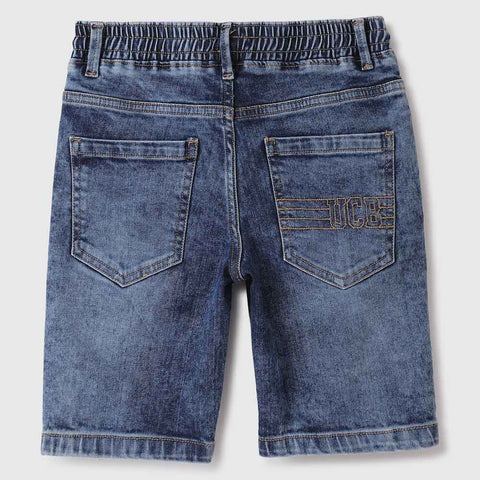 Blue Solid Regular Fit Denim Shorts