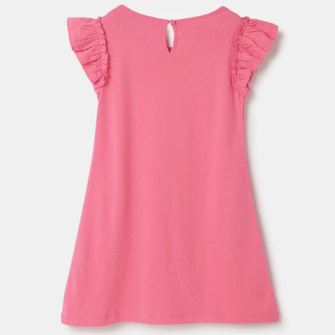 Pink Benetton Regular Fit Solid Cotton Dress