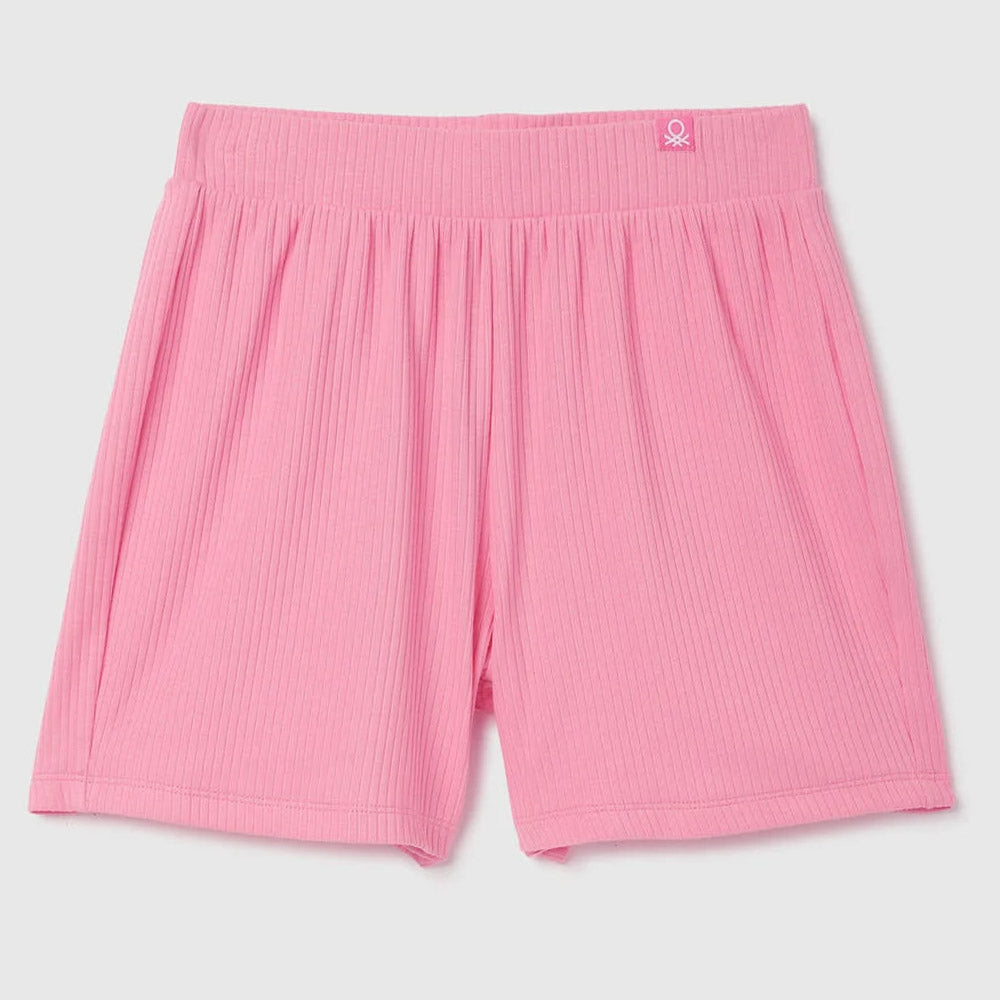 Pink Elasticated Cotton Shorts