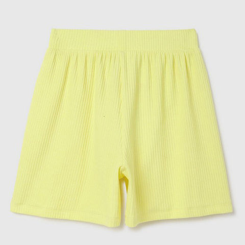 Yellow Elasticated Cotton Shorts