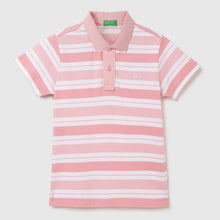 Load image into Gallery viewer, Pink Striped Cotton Polo T-Shirt
