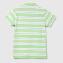 Load image into Gallery viewer, Green Striped Cotton Polo T-Shirt

