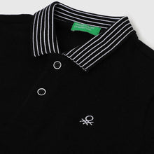 Load image into Gallery viewer, Black Striped Polo T-Shirt
