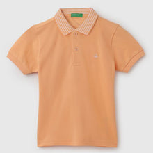 Load image into Gallery viewer, Orange Striped Polo Neck T-Shirt
