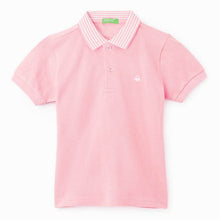 Load image into Gallery viewer, Pink Striped Polo Neck T-Shirt
