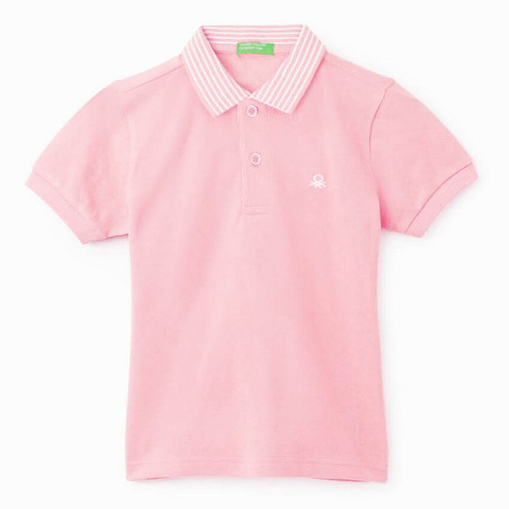 Pink Striped Polo Neck T-Shirt