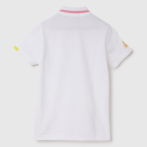 White Tape Detail Polo T-Shirt