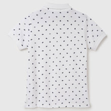 Load image into Gallery viewer, White All Over Printed Cotton Polo T-Shirt
