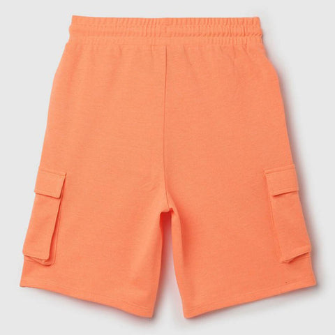 Orange Cargo Pocket Mid Rise Shorts