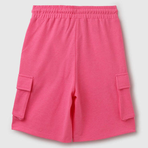 Pink Cargo Pocket Mid Rise Shorts