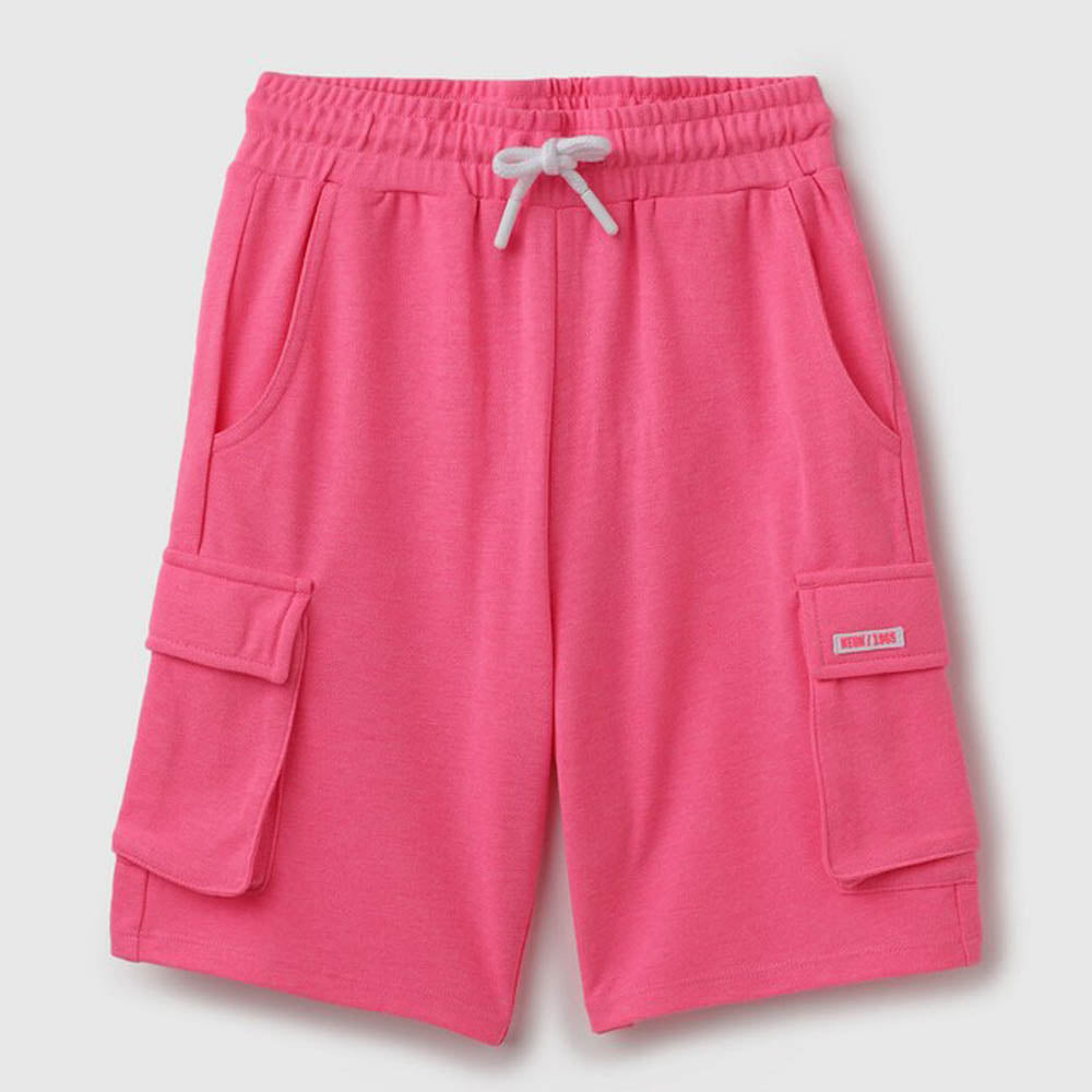 Pink Cargo Pocket Mid Rise Shorts