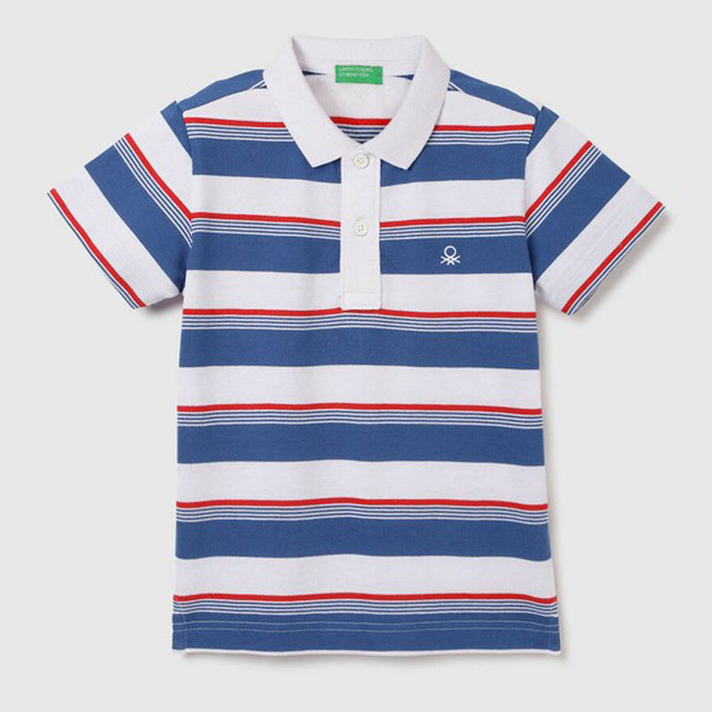 Blue Striped Polo T-Shirt