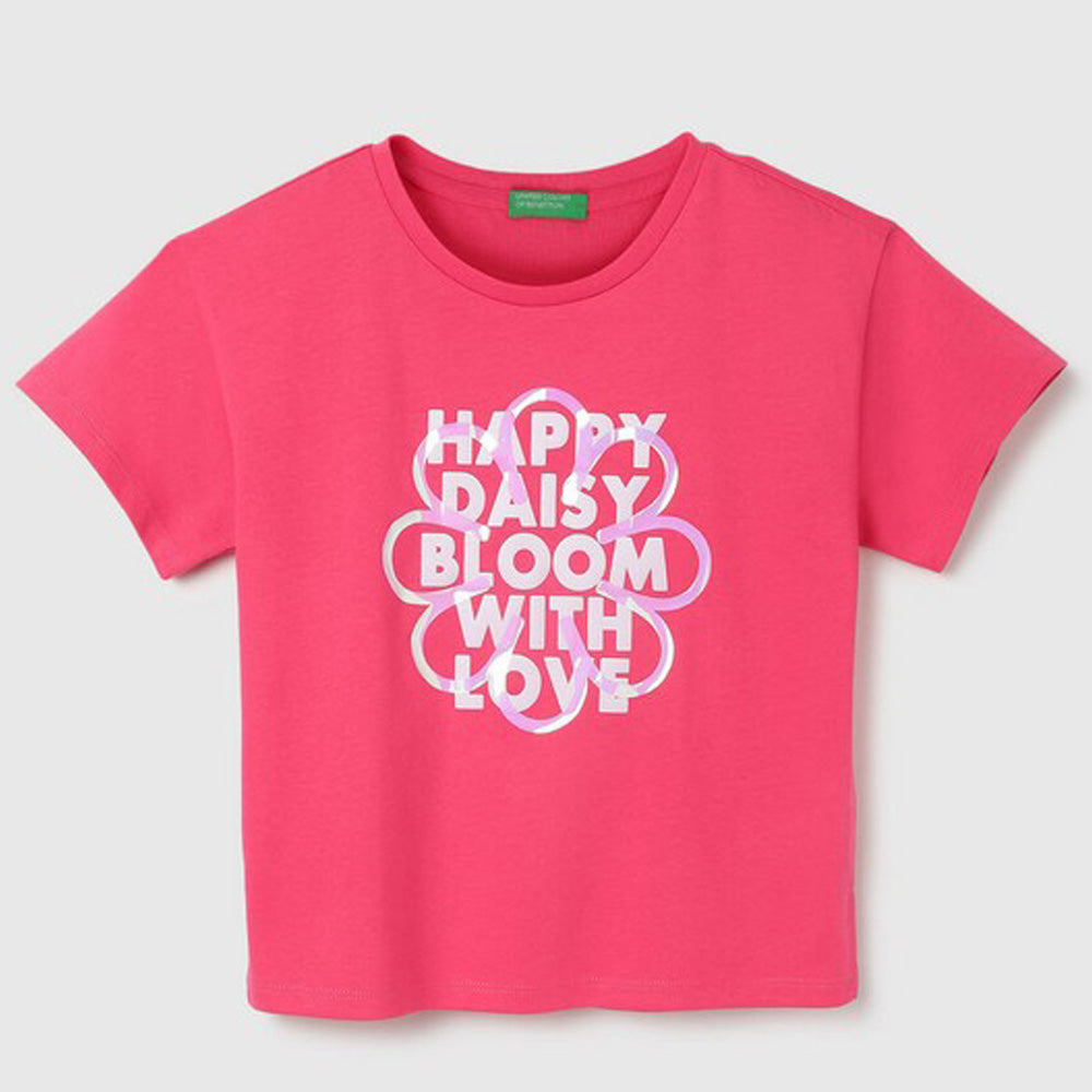 Pink Typographic Cotton T-Shirt