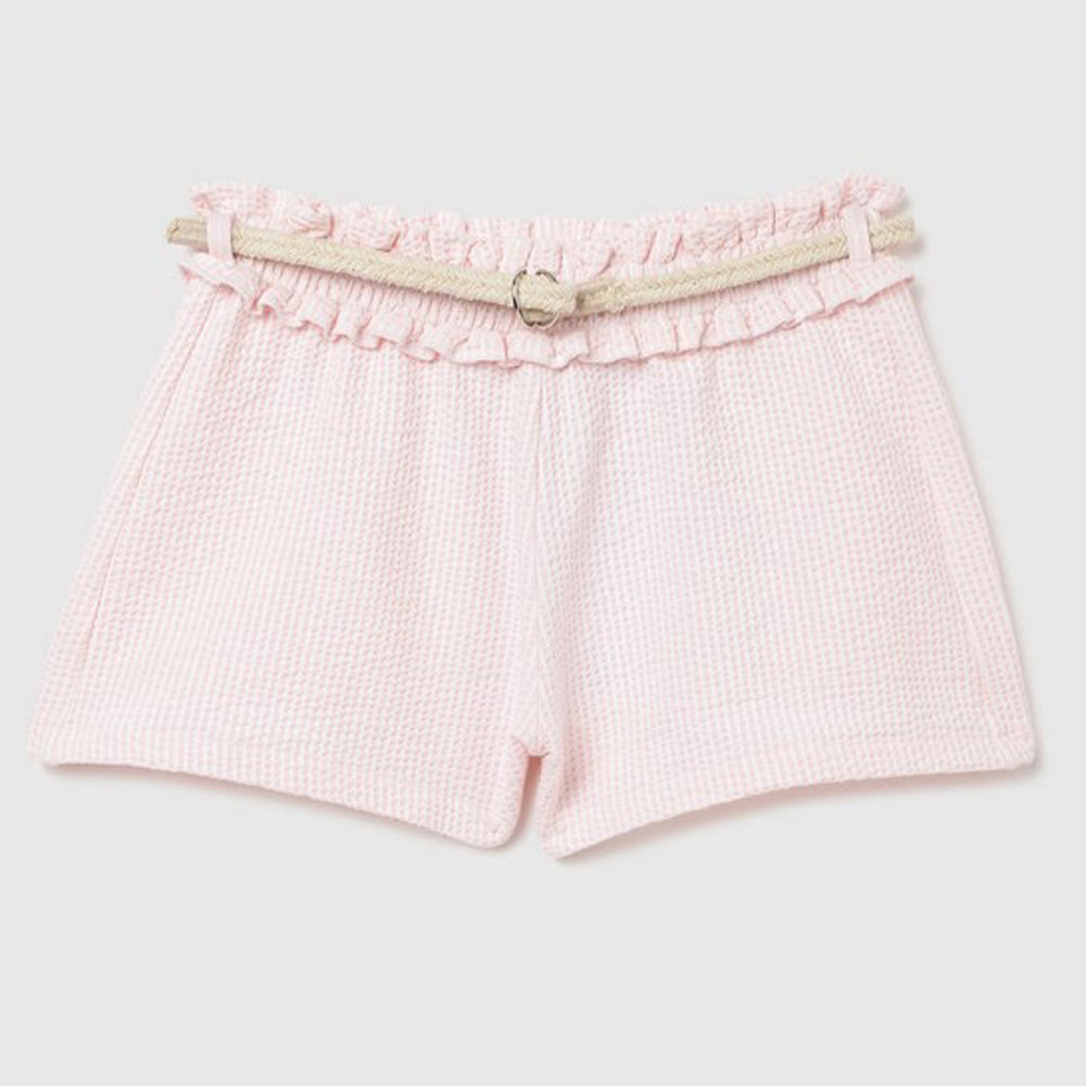 Pink Striped Mid Rise Shorts