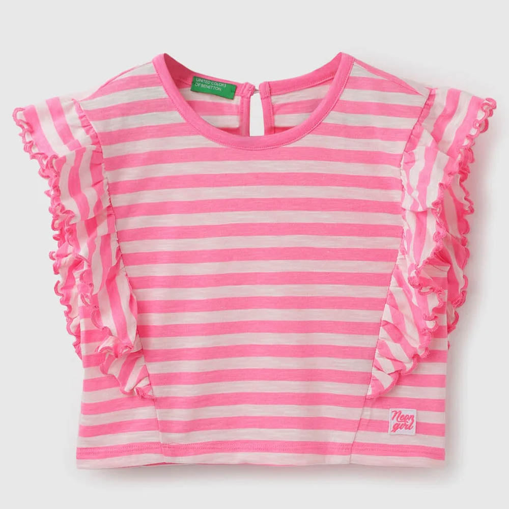 Pink Striped Ruffled Top