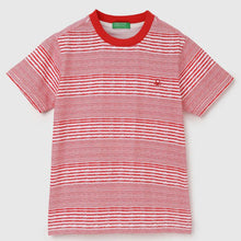 Load image into Gallery viewer, Red Striped Half Sleeves Cotton T-Shirt
