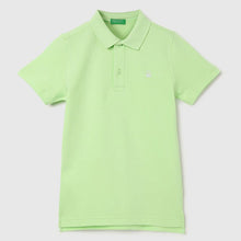 Load image into Gallery viewer, Green Textured Pattern Cotton Polo T-Shirt
