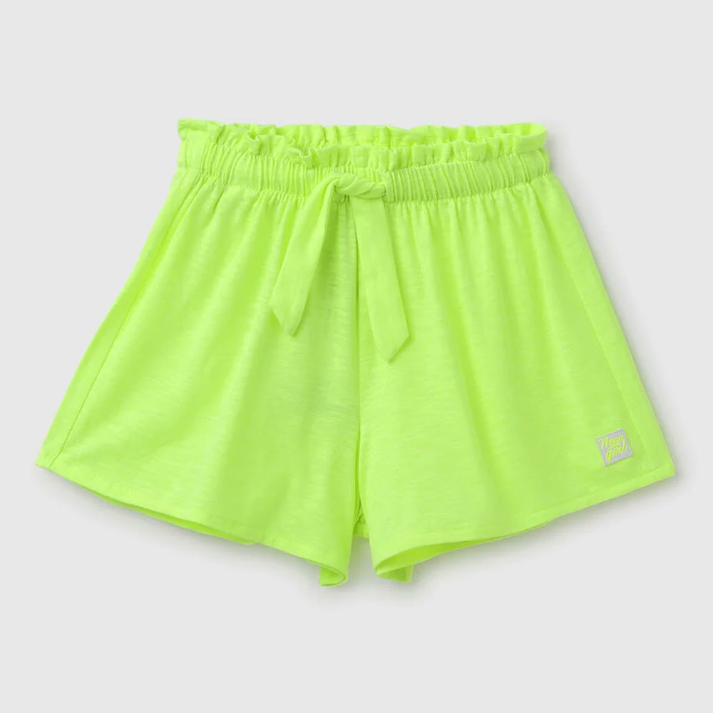 Neon Green Flared Shorts