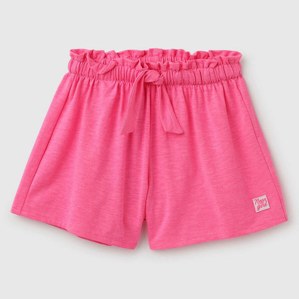 Neon Pink Flared Shorts