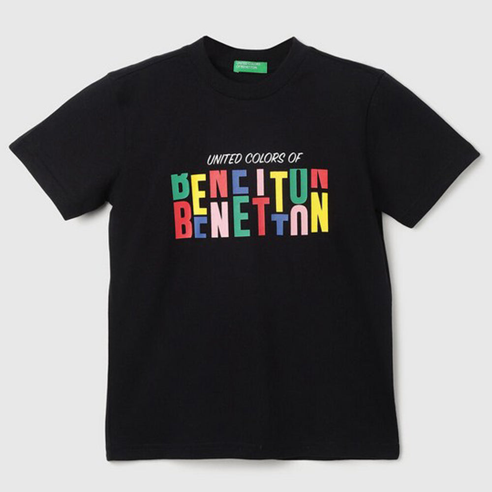 Black UCB Printed Half Sleeves Cotton T-Shirt
