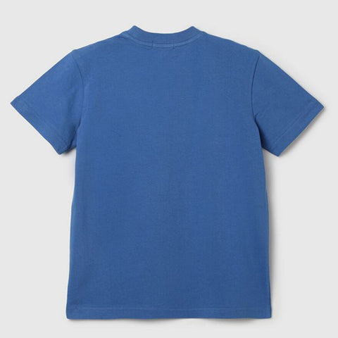 Blue Benetton Printed Half Sleeves Cotton T-Shirt
