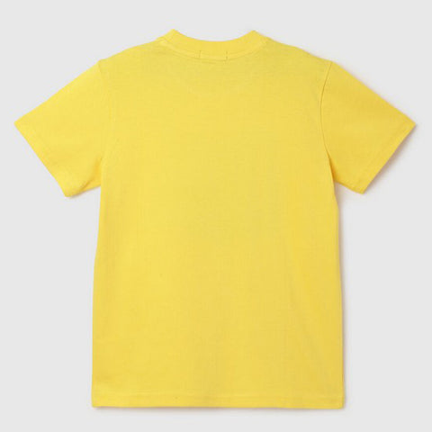 Yellow Benetton Printed Half Sleeves Cotton T-Shirt