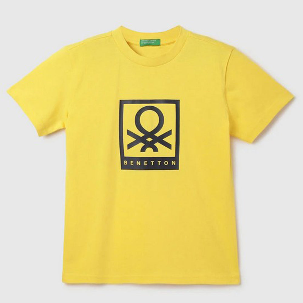 Yellow Benetton Printed Half Sleeves Cotton T-Shirt