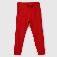 Load image into Gallery viewer, Red Regular Fit Mid Rise Cotton Joggers
