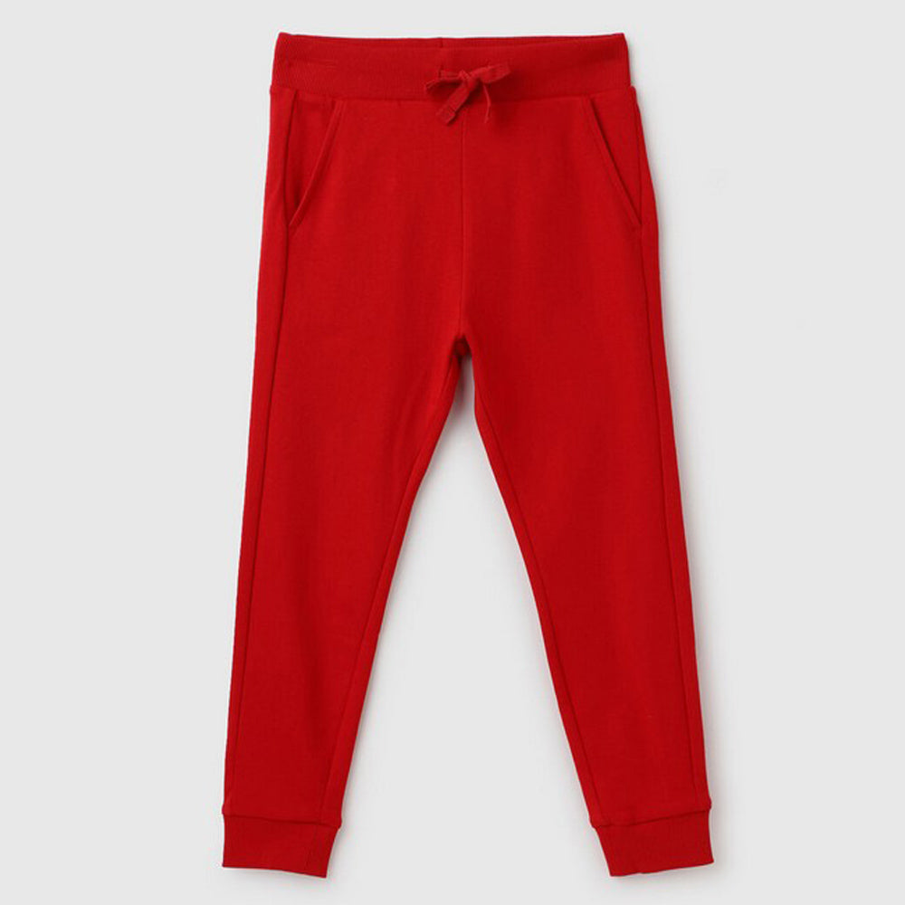 Red Regular Fit Mid Rise Cotton Joggers