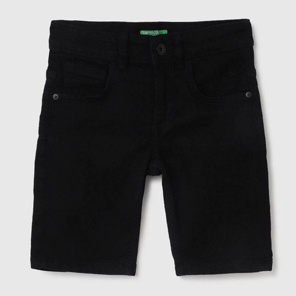 Black Solid Pattern Shorts