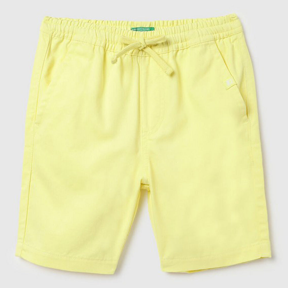 Yellow Regular Fit Cotton Shorts